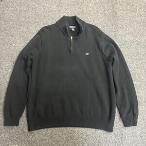VTG Ralph Lauren Polo Jeans Co 1/4 Zip Black Pullover Sweater RL Flag Size XL